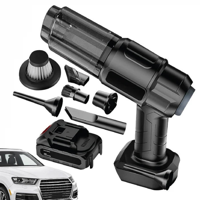 Aspirator Auto cu Acumulator 21V, 9 Accesorii, Baterie 2000mAh, Portabil, Negru