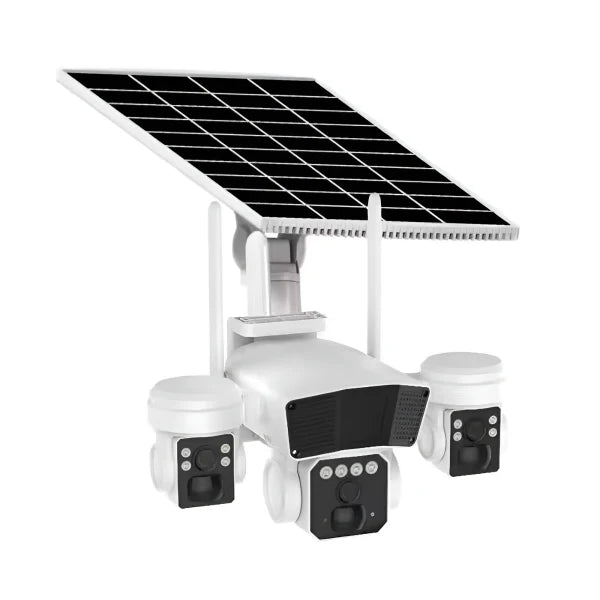 Cameră de Supraveghere Exterior 4G 3 în 1 cu Panou Solar și 3 Lentile