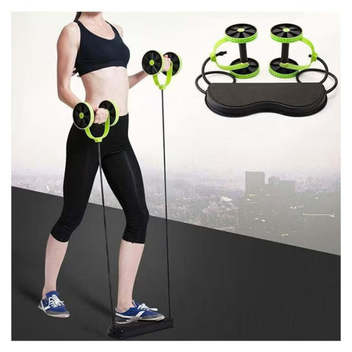 Aparat Fitness cu Corzi pentru Antrenament Abdominal, Reglabil, Negru/Verde