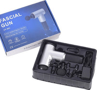 Aparat de Masaj Profesional Fascial Gun cu Vibromasaj, 4 Capete, 6 Viteze, Gri/Negru