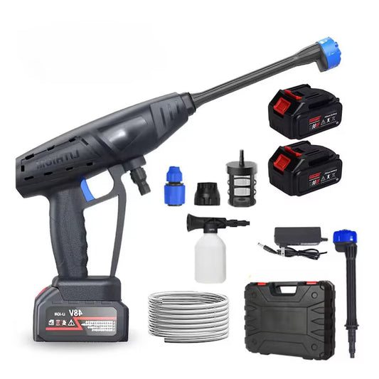 Aparat de Spălat cu Presiune Portabil, 300W, 70 Bar, Duză 6 în 1, 1 Baterie, Negru/Albastru