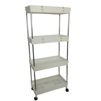 Etajeră Mobilă cu 4 Rafturi pe Roți, Organizator Îngust pentru Baie și Bucătărie, 40x22x80 cm, Alb