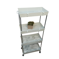 Etajeră Mobilă cu 4 Rafturi pe Roți, Organizator Îngust pentru Baie și Bucătărie, 40x22x80 cm, Alb