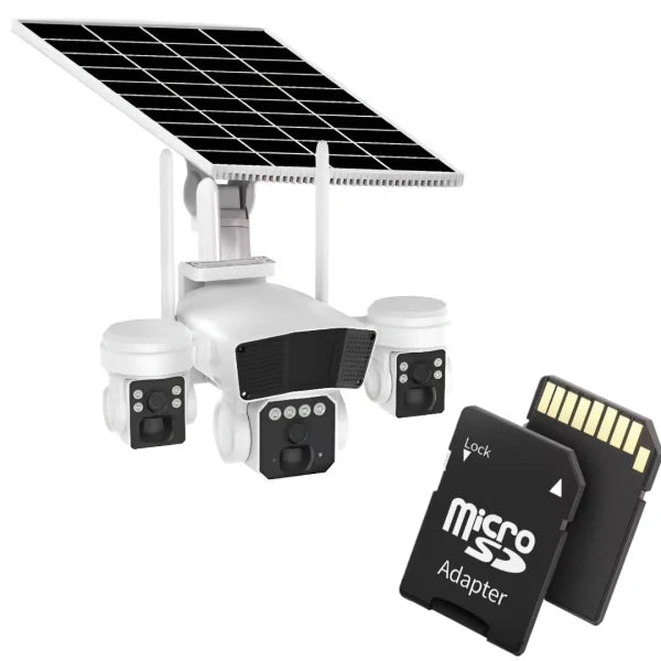 Cameră de Supraveghere Exterior 4G 3 în 1 cu Panou Solar și 3 Lentile