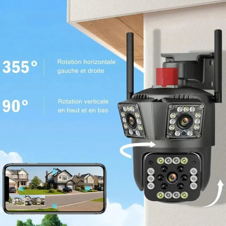 Cameră de Supraveghere WiFi 12MP cu Zoom 5X, 3 Lentil, Exterior, V380