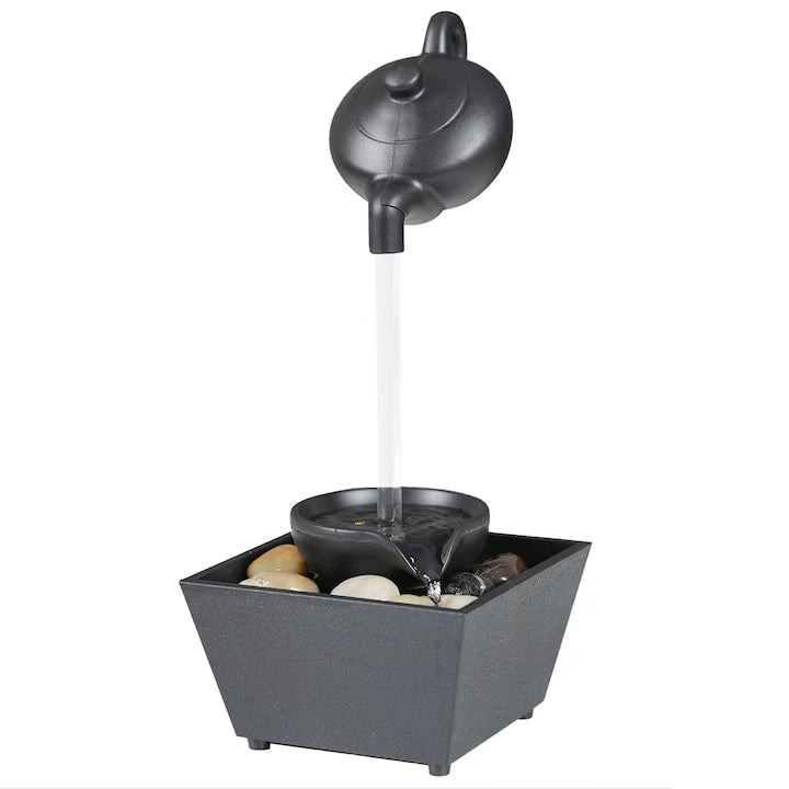 Fântână Decorativă de Masă cu Recirculare Apă, pentru Interior, Negru