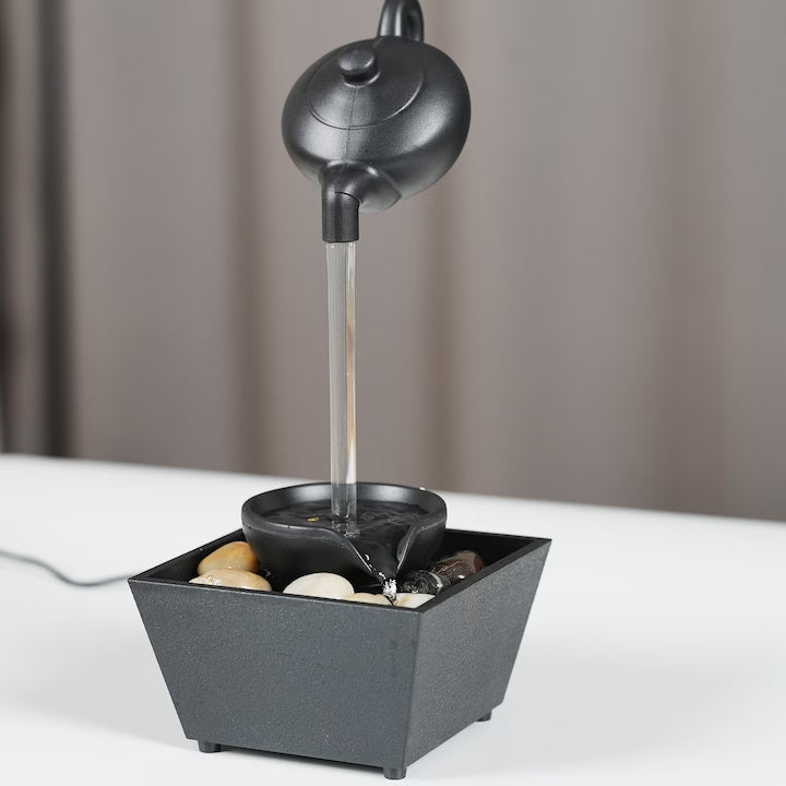 Fântână Decorativă de Masă cu Recirculare Apă, pentru Interior, Negru