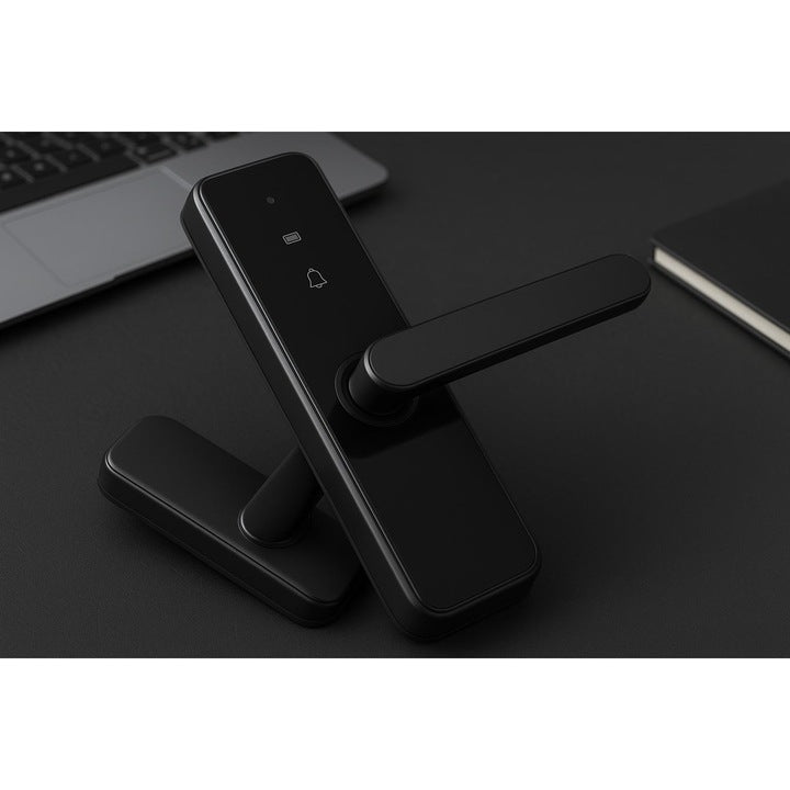 Încuietoare Inteligentă pentru Ușă cu Amprentă, Parolă și Control prin Aplicație WiFi, Negru