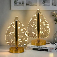 Lampă Decorativă tip Brad, Reîncărcabilă USB, cu Lumină LED Ambientală, Auriu