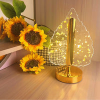 Lampă Decorativă tip Brad, Reîncărcabilă USB, cu Lumină LED Ambientală, Auriu