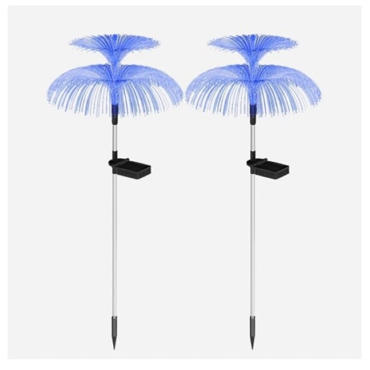 Set 4 Lămpi Solare Decorative tip Meduză pentru Grădină, LED RGB, Fibră Optică