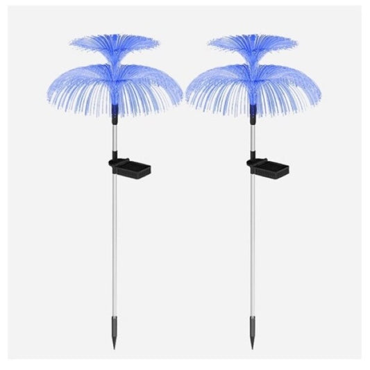 Set 4 Lămpi Solare Decorative tip Meduză pentru Grădină, LED RGB, Fibră Optică