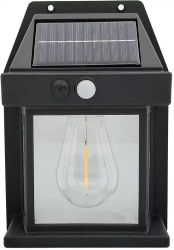 Lampă Solară de Perete cu Senzor de Mișcare, 1 Bec LED, pentru Exterior, Negru