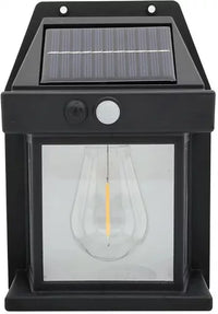 Lampă Solară de Perete cu Senzor de Mișcare, 1 Bec LED, pentru Exterior, Negru