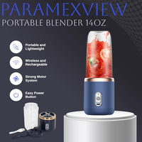 Mini Blender Portabil USB, 400 ml, 6 Lame din Inox, pentru Smoothie și Sucuri, Albastru