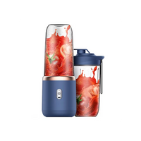 Mini Blender Portabil USB, 400 ml, 6 Lame din Inox, pentru Smoothie și Sucuri, Albastru