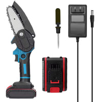 Mini Fierăstrău Electric 6 inch cu 1 Acumulator 48V, Rezervor Ulei, 2 Lanțuri și Cutie de Transport