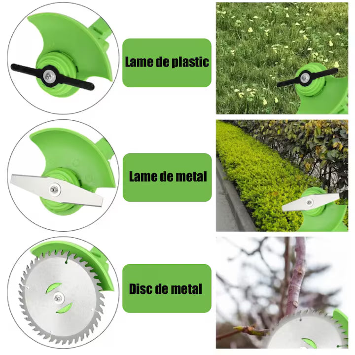 Motocoasă Electrică cu Roți, 2 Acumulatori 48V și Set Accesorii, Verde