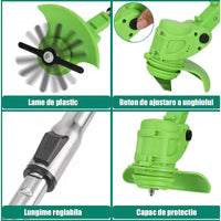 Motocoasă Electrică cu Roți, 2 Acumulatori 48V și Set Accesorii, Verde