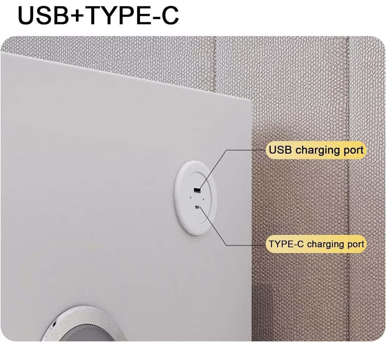 Noptieră Inteligentă Multifuncțională, 2 Sertare, LED Tactil 3 Culori, Încărcare Wireless, USB, Difuzor Bluetooth, Sticlă Securizată, 50 x 40 x 45 cm, Gri Deschis