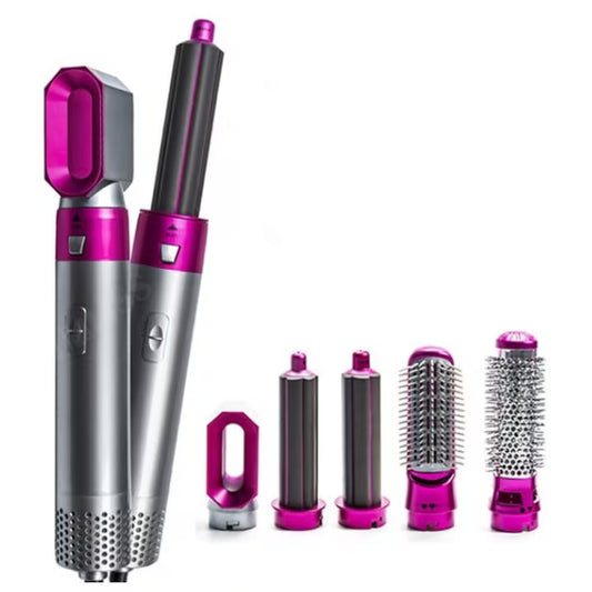 Multistyler 5 în 1 cu Aer Cald, Tehnologie Air Wrap, Putere 1000W, Ondulator și Perie pentru Uscare, Îndreptare și Volum, Gri/Roz