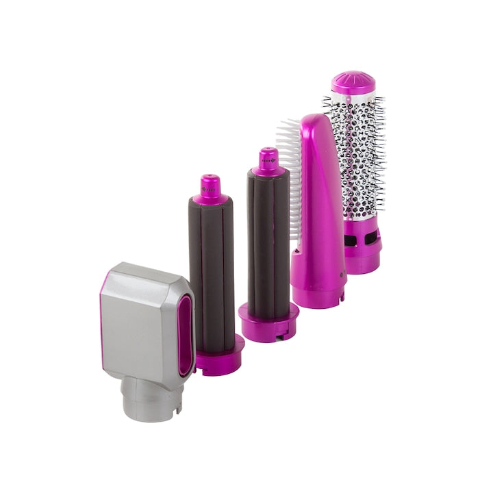 Multistyler 5 în 1 cu Aer Cald, Tehnologie Air Wrap, Putere 1000W, Ondulator și Perie pentru Uscare, Îndreptare și Volum, Gri/Roz