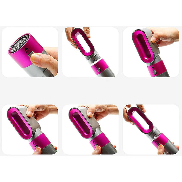 Multistyler 5 în 1 cu Aer Cald, Tehnologie Air Wrap, Putere 1000W, Ondulator și Perie pentru Uscare, Îndreptare și Volum, Gri/Roz