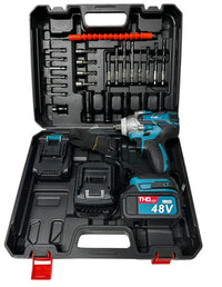 Pistol Impact cu 2 Acumulatori 48V, Set Accesorii și Valiză de Transport, Albastru/Negru