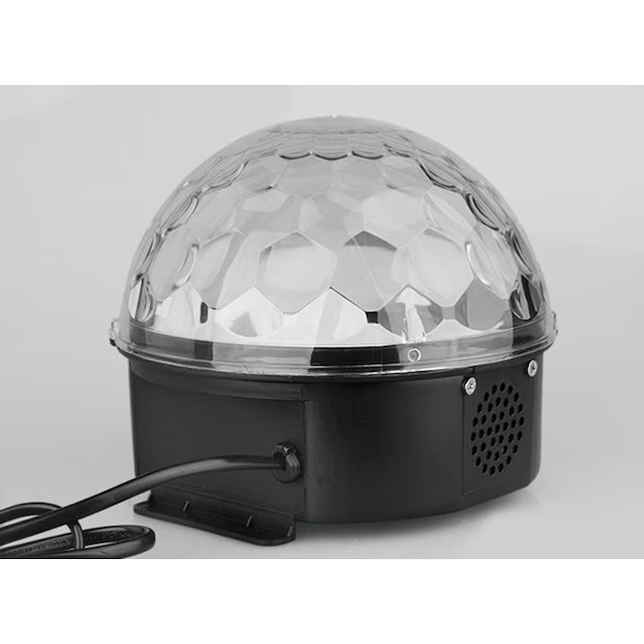 Proiector Disco LED Magic Ball cu Telecomandă, Boxă, USB și Card, 20W, Negru