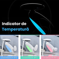 Robinet de Chiuvetă pentru Baie cu Lumină LED, Cap Extensibil 60 cm, 4 Moduri de Jet, Alb/Crom