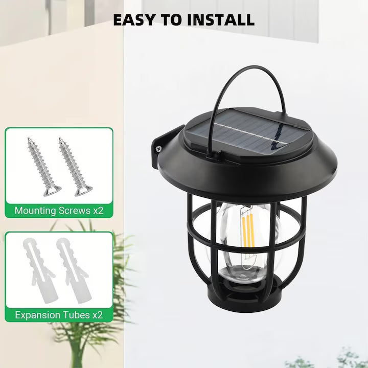 Set 4 Lămpi Solare de Grădină 2 în 1, Montare pe Sol sau Perete, Negru