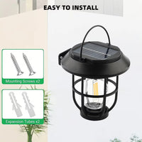 Set 4 Lămpi Solare de Grădină 2 în 1, Montare pe Sol sau Perete, Negru
