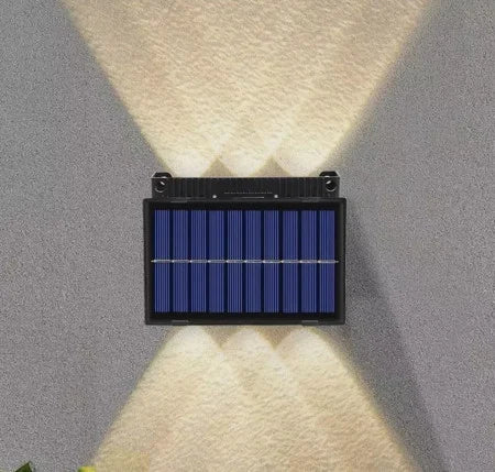 Set 4 Lămpi Solare de Perete Bidirecționale cu 6 LED, pentru Exterior, Negru
