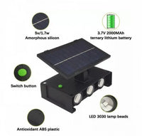 Set 4 Lămpi Solare de Perete Bidirecționale cu 6 LED, pentru Exterior, Negru