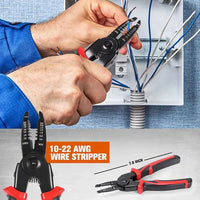 Set Clește Multifuncțional 5 în 1 din Oțel, cu Capete Interschimbabile, Maner Ergonomic, Roșu/Negru