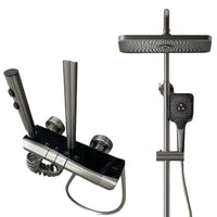 Set de Duș Digital cu Iluminare LED și Afișaj Temperatură, Montare pe Perete, Cupru/Alamă
