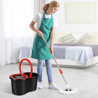 Set Mop Rotativ cu Găleată și Sistem de Stoarcere 360°, Mâner Reglabil din Oțel Inoxidabil, 8 L, Roșu/Negru