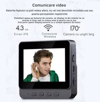 Sonerie Video Inteligentă Wireless cu Monitor, Night Vision, Comunicare Bidirecțională, Negru