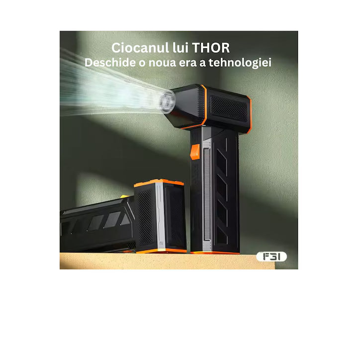 Suflantă Aer Portabilă, 3 Trepte de Putere, 120000 RPM, Multifuncțională, Negru/Portocaliu