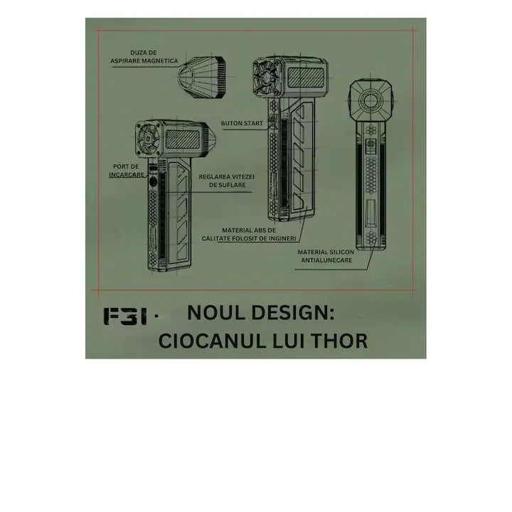 Suflantă Aer Portabilă, 3 Trepte de Putere, 120000 RPM, Multifuncțională, Negru/Portocaliu