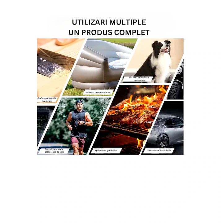 Suflantă Aer Portabilă, 3 Trepte de Putere, 120000 RPM, Multifuncțională, Negru/Portocaliu