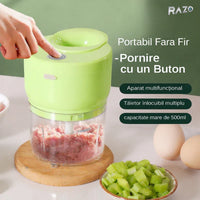 Tocător Electric Portabil pentru Legume, Fructe și Usturoi, Compact, Verde