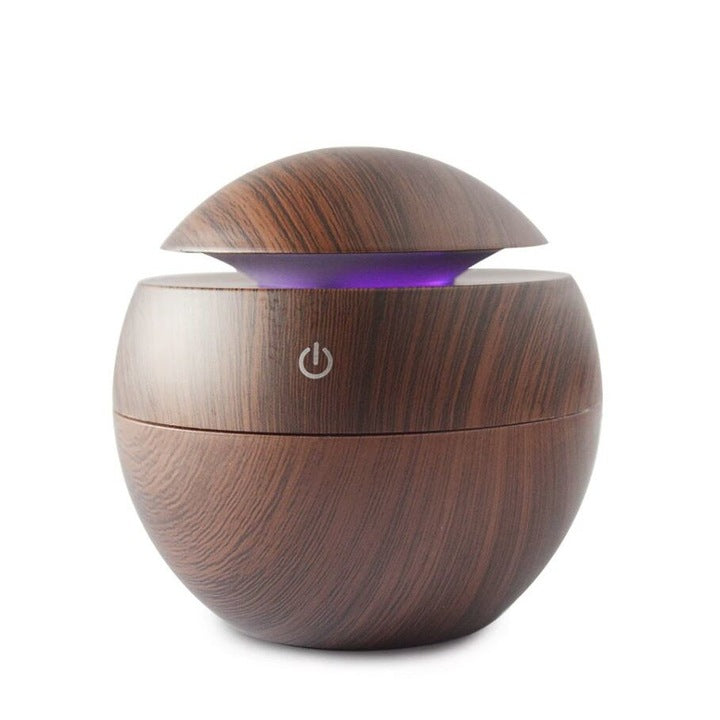 Umidificator Aromaterapie cu Lumină LED, Design Compact, Maro