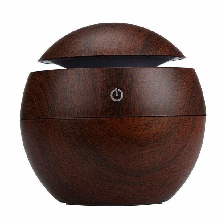 Umidificator Aromaterapie cu Lumină LED, Design Compact, Maro