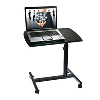 Măsuță Laptop Reglabilă cu Roți, Stand Portabil pentru Pat și Canapea, Înălțime Ajustabilă, Negru