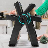 Suport Condimente Rotativ tip Roată, 18 Borcane incluse, Design "Ferris Wheel" 360°, Negru mat